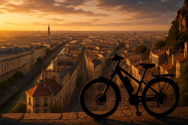 Vue panoramique de Paris depuis Montmartre montrant la diversité de l'architecture et les possibilités de cyclisme